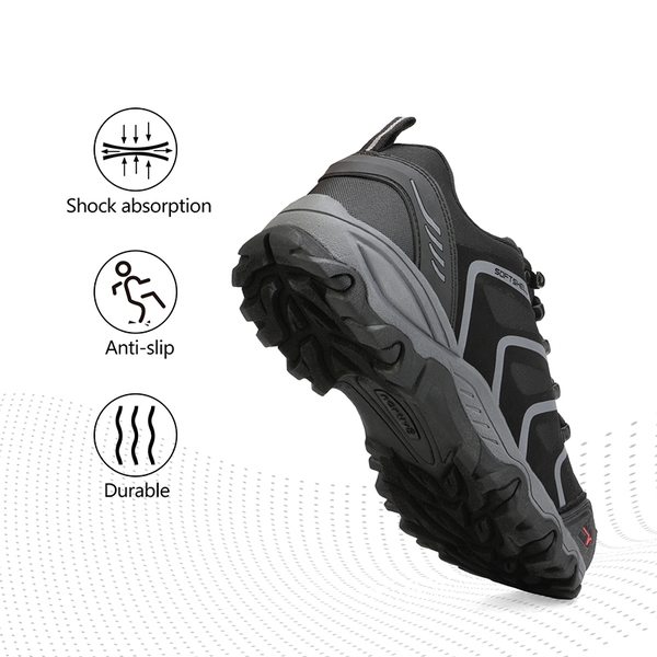 [Armadillo Series] Non-Slip Waterproof Hiking Shoes - BLACK-DARK-GREY - 1